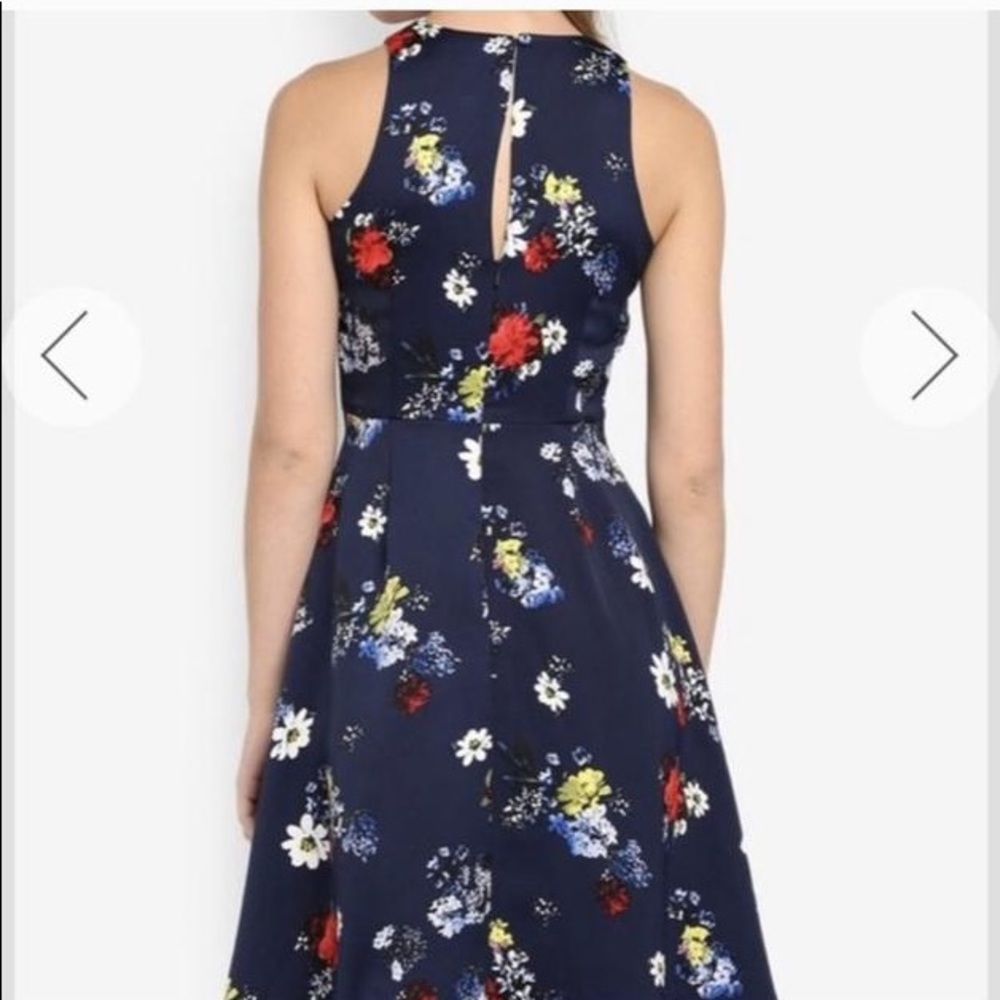 Blue Fit and Flare Floral Casual Dress